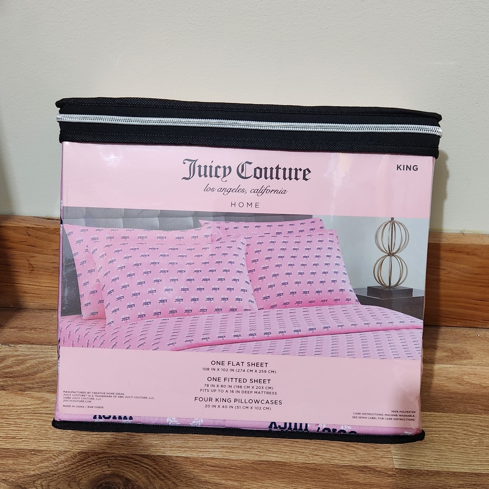 Juicy Couture Pink Patterned King Sheet Set